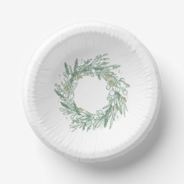 グリーンエレガントウィンターボタニカルリース紙プレート ペーパーボウル
