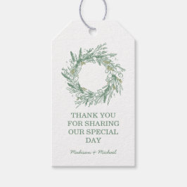 グリーンエレガントウィンターボタニカルリース結婚ズ ギフトタグ