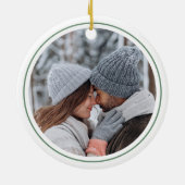 グリーンエレガントウィンターボタニカルリース結婚ズ セラミックオーナメント (裏面)