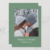 グリーンエレガントウィンターボタニカルリース結婚ズ セーブザデート (正面/裏面)