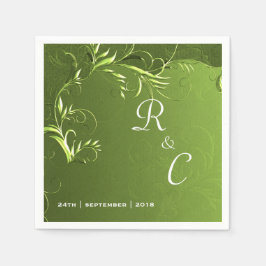 グリーンエレガントウェディングレセプション スタンダードカクテルナプキン