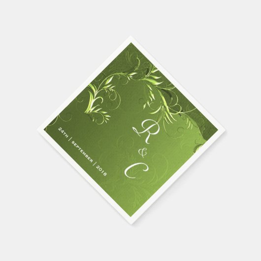 グリーンエレガントウェディングレセプション スタンダードカクテルナプキン (角)