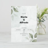 グリーンエレガントウェディング招待状 招待状 (スタンド正面)