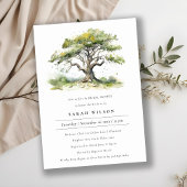 グリーンエレガントウォーターカラーオークツリーブライダルシャワー 招待状