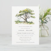 グリーンエレガントウォーターカラーオークツリー婚約 招待状 (スタンド正面)