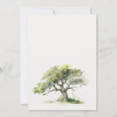 グリーンエレガントウォーターカラーオークツリー婚約 招待状 (裏面)