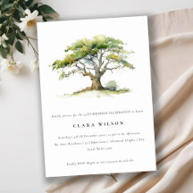 グリーンエレガントウォーターカラーオークツリー誕生日