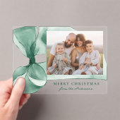 グリーンエレガントウォーターカラーボーフォトホリデーカード アクリル招待状 (インサイチュ (ポータブル))