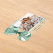 グリーンエレガントウォーターカラーボーフォトホリデーカード アクリル招待状 (レイダウン)