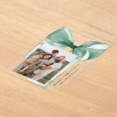 グリーンエレガントウォーターカラーボーフォトホリデーカード アクリル招待状 (レイダウン)