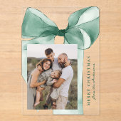 グリーンエレガントウォーターカラーボーフォトホリデーカード アクリル招待状 (正面)