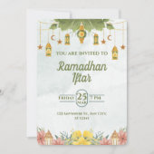 グリーンエレガントウォーターカラーラマダニフタル招待状 招待状 (正面)
