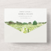 グリーンエレガントウォーターワイナリーヴィンヤード結婚ズ オールインワン招待状 (裏面)