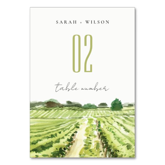 グリーンエレガントウォーターワイナリーヴィンヤード結婚ズ テーブルナンバー (裏面)