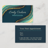 グリーンエレガントエメラルド大理石アーフェイクト金ゴールドグリッター 予約カード (正面/裏面)