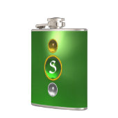 グリーンエレガントエメラルド宝石モノグラム フラスク (左)