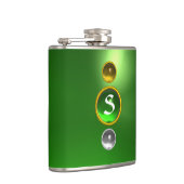 グリーンエレガントエメラルド宝石モノグラム フラスク (右)