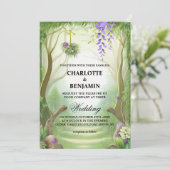 グリーンエレガントエンチャント結婚フォレスト 招待状 (スタンド正面)