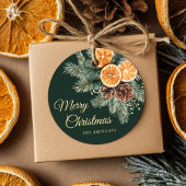 グリーンエレガントオレンジ柑橘系メリークリスマス ラウンドシール