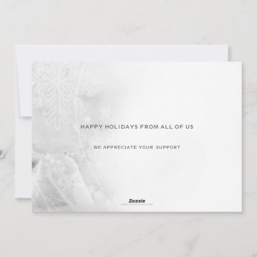 グリーンエレガントオーナメントフェスティバルカンパニーホリデー シーズンカード (裏面)