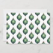 グリーンエレガントオーナメントフォトクリスマス シーズンカード (裏面)