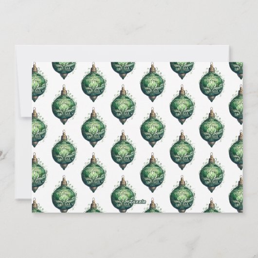 グリーンエレガントオーナメントフォトクリスマス シーズンカード (裏面)