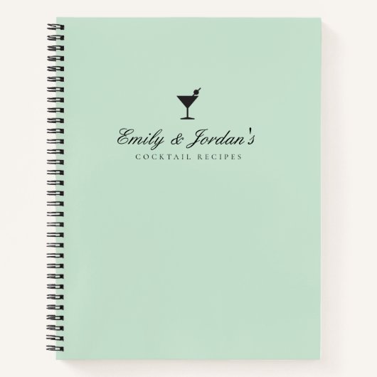 グリーンエレガントカップル空白のカクテルレシピ ノートブック (正面)
