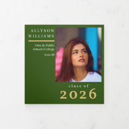 グリーンエレガントクラス8写真卒業 三つ折り案内状