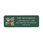 グリーンエレガントクリスマスグリーン差出人住所 ラベル (正面)