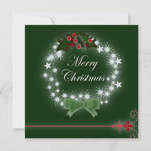 グリーンエレガントクリスマスディナーパーティの招待状 招待状 (正面)