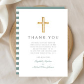 グリーンエレガントクロスボーイバプテスマ サンキューカード
