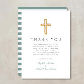 グリーンエレガントクロスボーイバプテスマ サンキューカード