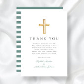グリーンエレガントクロスボーイバプテスマ サンキューカード