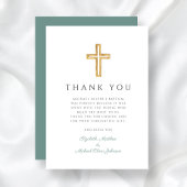グリーンエレガントクロスボーイバプテスマ サンキューカード
