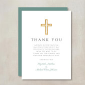 グリーンエレガントクロスボーイバプテスマ サンキューカード