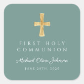 グリーンエレガントクロスボーイファースト聖餐式 スクエアシール (正面)