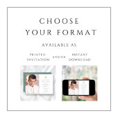 グリーンエレガントクロス写真少年ファースト・コミュニオン 招待状