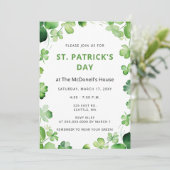 グリーンエレガントクローバーシャムロックSt patricks day 招待状 (スタンド正面)