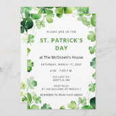 グリーンエレガントクローバーシャムロックSt patricks day 招待状 (正面/裏面)