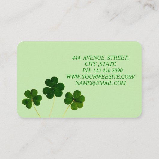 グリーンエレガントクローバーセントパトリック名刺 名刺 (裏面)