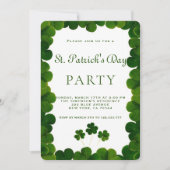 グリーンエレガントクローバーフレームセントパトリックパーティー 招待状 (正面)