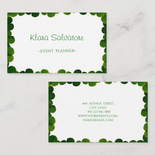 グリーンエレガントクローバーフレームセントパトリック 名刺 (正面/裏面)