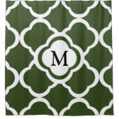 グリーンエレガントクローバーモノグラム シャワーカーテン (正面)