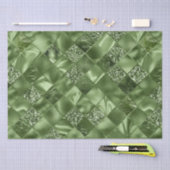 グリーンエレガントグリッターダイヤモンド格子パターン 薄葉紙 (クラフト)