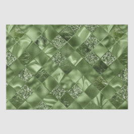 グリーンエレガントグリッターダイヤモンド格子パターン 薄葉紙