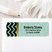 グリーンエレガントグリッターブラックシェブロン金ゴールドアクセント ラベル (インサイチュ)