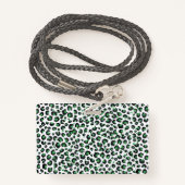 グリーンエレガントグリッターブラックレオパードアニマルプリント バッジ (裏面ランヤード)
