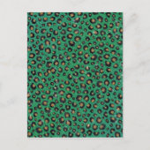 グリーンエレガントグリッターブラック金ゴールドヒョウ印刷 シーズンポストカード (正面)