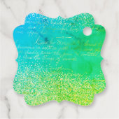 グリーンエレガントグリッターメッセージカード フェイバータグ (裏面)