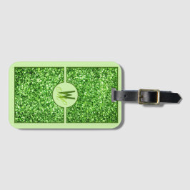 グリーンエレガントグリッターモノグラムの ラゲッジタグ